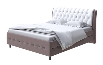 Полутороспальная кровать Como (Veda) 4 140х200, Экокожа (Коричневый с белым) в Вологде