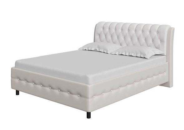Кровать 1,5-спальная Como (Veda) 4 140х200, Экокожа (Кремовый с белым) в Вологде - изображение