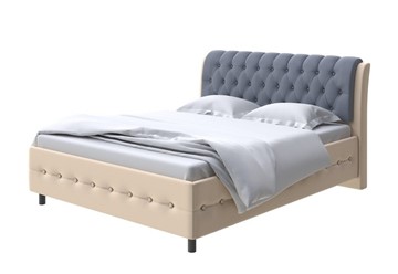 1,5-спальная кровать Como (Veda) 4 160х200, Экокожа (Бежевый/Темно-синий) в Вологде