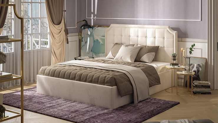 Двуспальная кровать с механизмом Анабель (Замша Светло-Бежевая) в Вологде - изображение 4