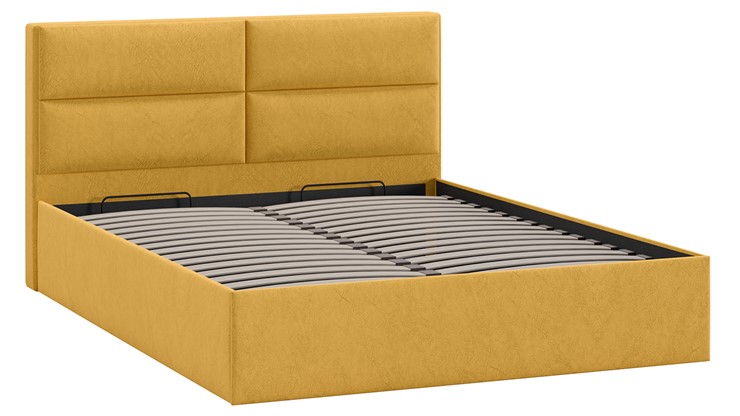 Двуспальная кровать с механизмом Глосс Тип 1 (Микровелюр Wellmart Yellow) в Вологде - изображение 2
