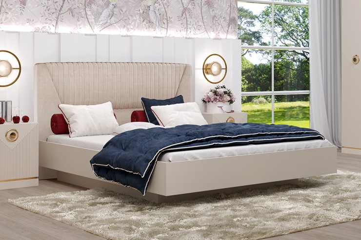 Кровать с механизмом 2-спальная Капри-11 (1600 Сатин, ткань Catania ivory) в Вологде - изображение 2