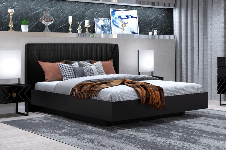 Кровать с механизмом 1.5-спальная Марсель-11 (Черный, ткань Fenix black) 1400 в Вологде - изображение 2