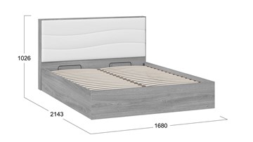 Двуспальная кровать с механизмом Миранда тип 1 (Дуб Гамильтон/Белый глянец) в Вологде - предосмотр 1