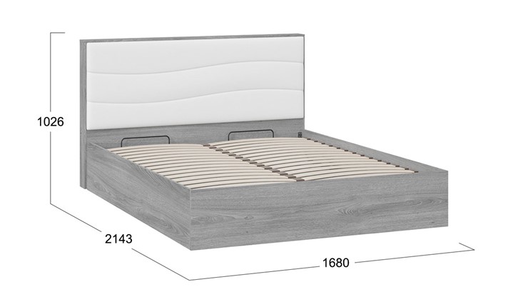 Двуспальная кровать с механизмом Миранда тип 1 (Дуб Гамильтон/Белый глянец) в Вологде - изображение 1