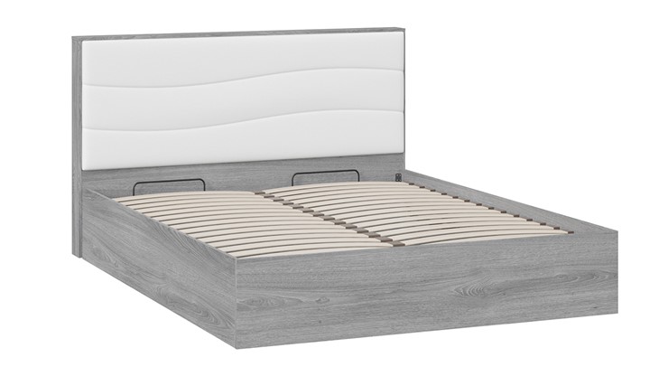 Двуспальная кровать с механизмом Миранда тип 1 (Дуб Гамильтон/Белый глянец) в Вологде - изображение 2