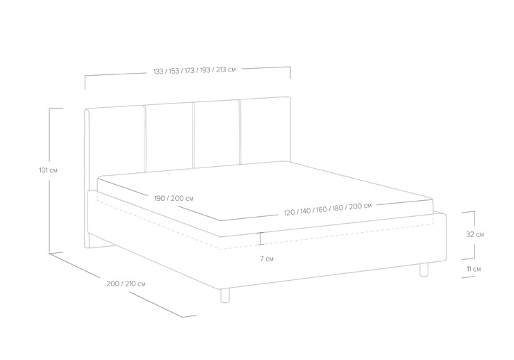 Кровать с подъемным механизмом Prato 200х200 в Вологде - изображение 7