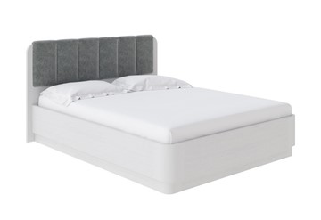 Двуспальная кровать с механизмом Wood Home 2 160х200, Флок (Белая эмаль (сосна) с брашированием/Бентлей Светло-серый) в Вологде