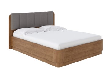 Кровать с подъемным механизмом Wood Home 2 160х200, Велюр (Антик (сосна) с брашированием/Лама Светло-серый) в Вологде