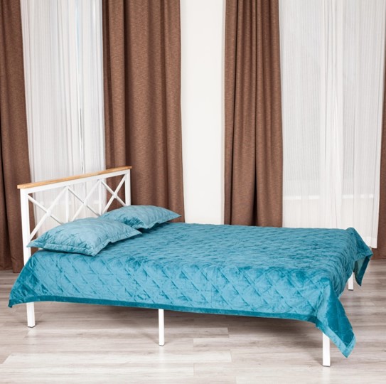 Кровать с основанием Iris (mod.9311) дерево гевея/металл, 160*200 см (Queen bed), Белый (White) в Вологде - изображение 9