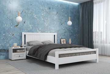 Спальная кровать Ванесса из массива сосны (Белый Античный) 140х200 в Вологде - предосмотр 1
