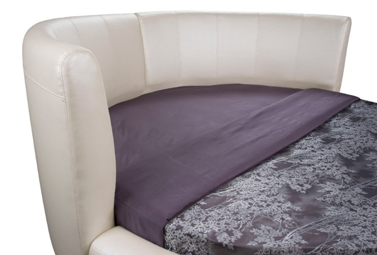 Круглая кровать Luna 200х200, Экокожа (Белый) в Вологде - изображение 1