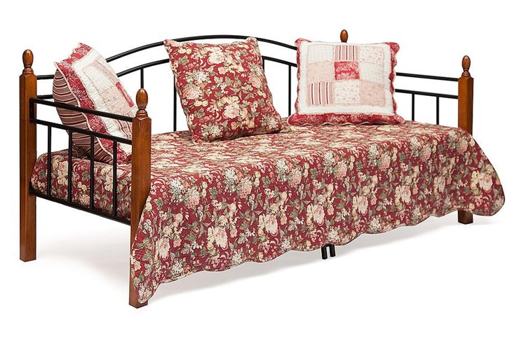 Кровать LANDLER дерево гевея/металл, 90*200 см (Day bed), красный дуб/черный в Вологде - изображение 1