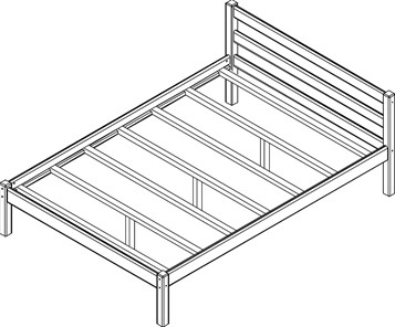 Спальная кровать Рино с опорными брусками 90х200 массив сосны, без покрытия в Вологде - предосмотр 1