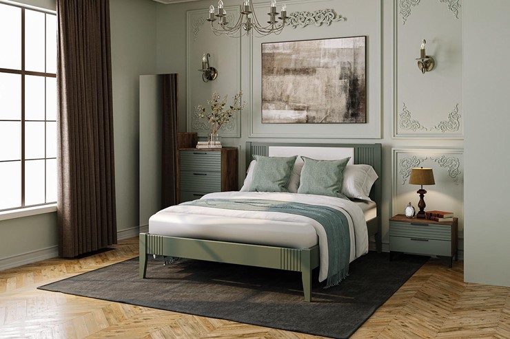 Полутороспальная кровать Бетти из массива сосны (Оливковый) 160х200 в Вологде - изображение 2