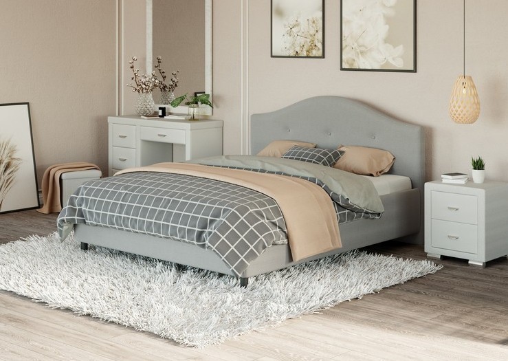 Кровать Como (Veda) 7 160x200, Искусственная шерсть (Лама Светло-серый) в Вологде - изображение 2