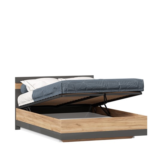 Кровать 1,5-спальная Фиджи 1400 с подъемным механизмом ЛД 659.075, Дуб золотой/Антрацит в Вологде - изображение 2