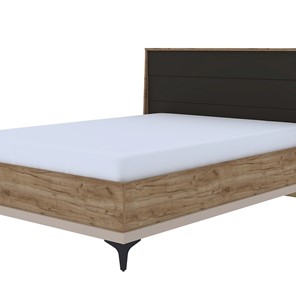 Полутороспальная кровать Кара 10 со стационарным основанием (1400) (Дуб Табачный Craft/Велюр) в Вологде