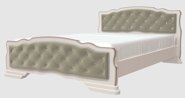 Полутороспальная кровать Карина-10 (Дуб Молочный, светлая обивка) 140х200 в Вологде - изображение