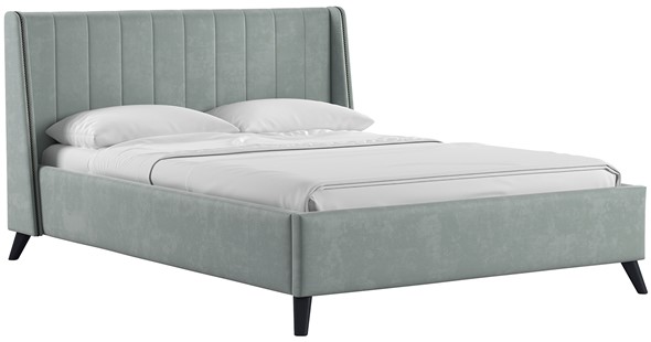 Спальная кровать Мелисса 140, арт. Тори 61 велюр (серебристый серый) + кроватное дно в Вологде - изображение