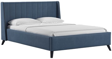 Кровать полуторная Мелисса 140, арт. Тори 83 велюр (серо-синий) + кроватное дно в Вологде - предосмотр