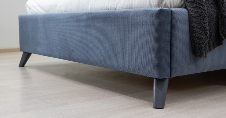 Кровать полуторная Мелисса 140, арт. Тори 83 велюр (серо-синий) + кроватное дно в Вологде - изображение 5