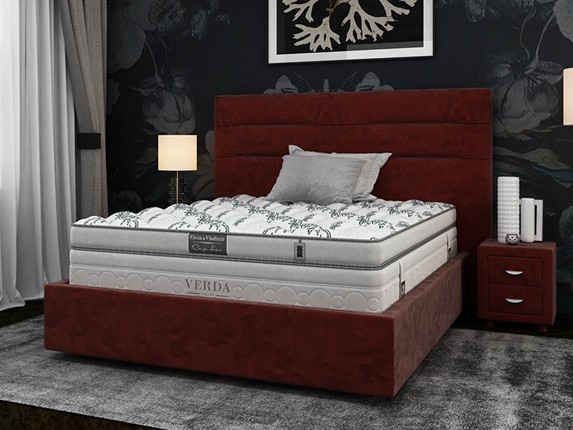 Спальная кровать Modern Compact/Island M 160х200, Микровелюр (Manhattan Гранатовый) в Вологде - изображение