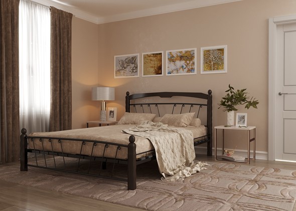 Полутороспальная кровать Муза 1, 1400, черный/шоколад в Вологде - изображение