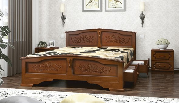 Кровать с выкатными ящиками Елена (Орех) 120х200 в Вологде - изображение