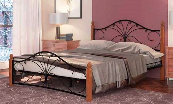 Полуторная кровать Фортуна 1, 1200, черный/махагон в Вологде - изображение