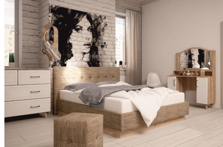 Гарнитур спальный Ханна, набор 4, дуб баррик/белый в Вологде - изображение