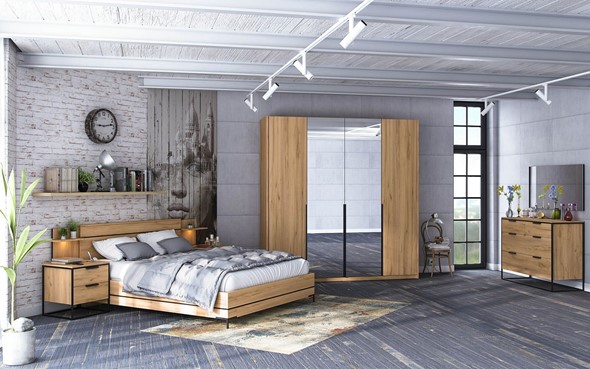 Модульная спальня Норд, Набор 1, дуб золотой в Вологде - изображение