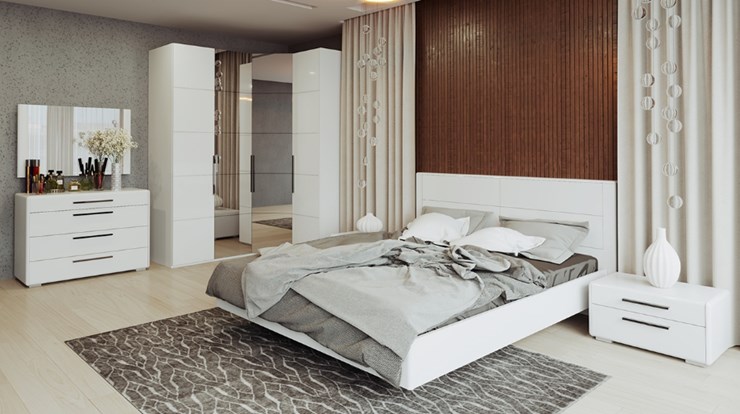 Спальня Наоми №4, цвет Белый глянец в Вологде - изображение