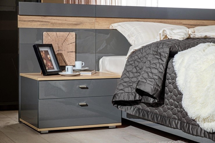 Модульная спальня Фиджи базовый набор, Дуб золотой/Антрацит в Вологде - изображение 1