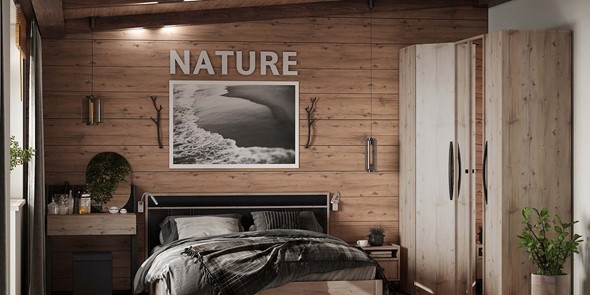 Спальный гарнитур Nature №4, Гаскон Пайн-Черный в Вологде - изображение