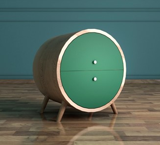 Тумбочка прикроватная Ellipse (EL10G) круглая с ящиками в Вологде - предосмотр 1