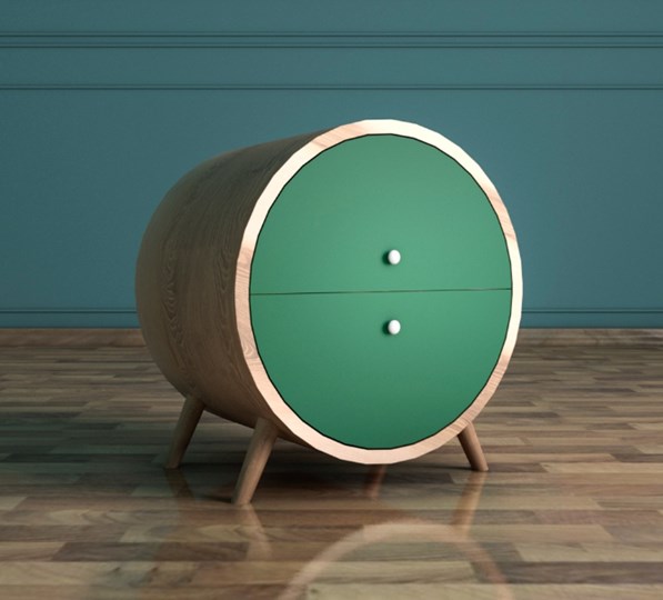 Тумбочка прикроватная Ellipse (EL10G) круглая с ящиками в Вологде - изображение 1