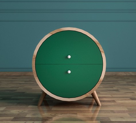 Тумбочка прикроватная Ellipse (EL10G) круглая с ящиками в Вологде - изображение