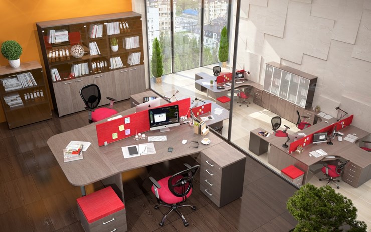 Комплект офисной мебели Xten с большим шкафом для документов для 2 сотрудников в Вологде - изображение 3