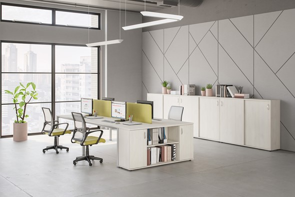 Набор мебели в офис Комфорт КФ (белый премиум) на сером металокаркасе в Вологде - изображение