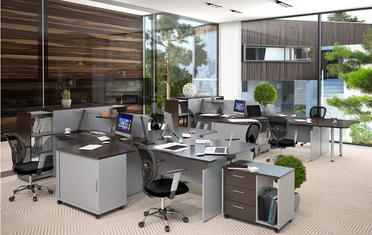 Комплект офисной мебели OFFIX-NEW для двух сотрудников и руководителя в Вологде - изображение 1