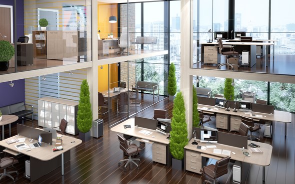 Набор мебели в офис Xten в опенспэйс для четырех сотрудников в Вологде - изображение