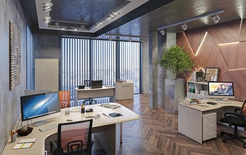 Офисный набор мебели Wave 3, 3 рабочих места и шкафы в Вологде - предосмотр