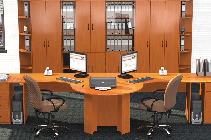 Набор мебели в офис Классик для двух сотрудников с большим шкафом в Вологде - изображение
