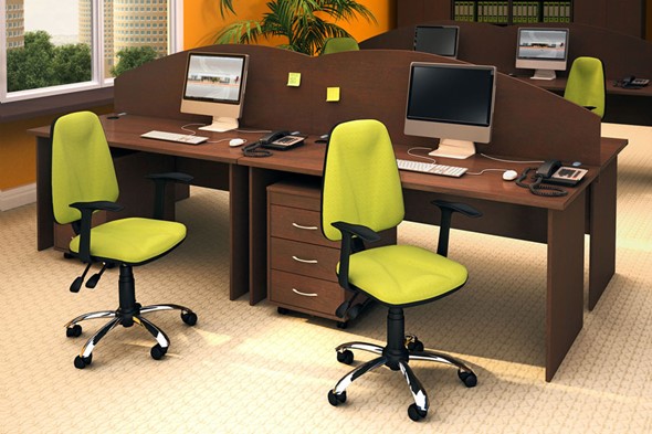 Комплект офисной мебели Moно-Люкс для 4 сотрудников с подкатными тумбами в Вологде - изображение