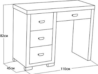 Туалетный столик OrmaSoft 2, 4 ящика, левый, экокожа черная в Вологде - предосмотр 1