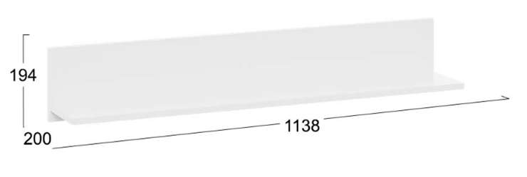 Полка настенная открытая Агата Исп.2 (Белый Ясень) в Вологде - изображение 3