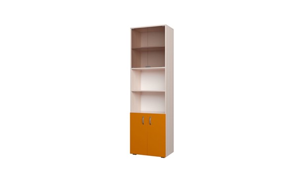 Распашной шкаф 600 2СТ 2Д Млечный дуб, Оранжевый в Вологде - изображение