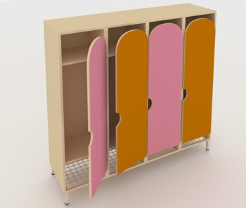 Детский шкаф ШГС4 Беж + Розовый + Оранжевый в Вологде