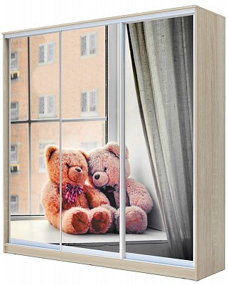 Детский шкаф  ХИТ 23-20/2-777-26, Мишки на окне, Дуб Сонома в Вологде - изображение